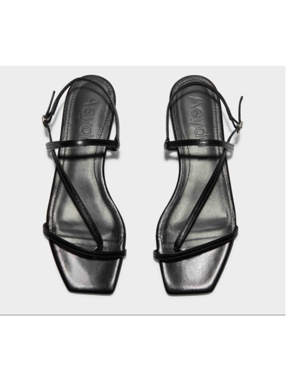NWT Aeyde Black Ella Square-Toe Sandals 8.5